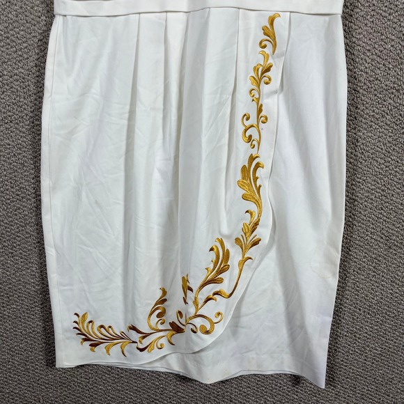 Monroe & Main Enchantment Dress Womens Size 12 White Gold Embroidered Sheath - Picture 3 of 14